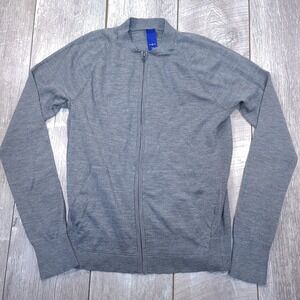 Kit and Ace Full Zip Sweater Mens Medium Gray Merino Wool Blend Bomber Jacket